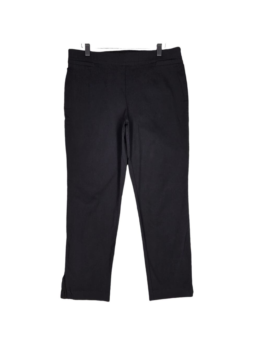 COUNTERPARTS WOMEN’S BLACK PULL‑ON PANTS RAYON‑NYLON STRETCH – SIZE L 25" INSEAM